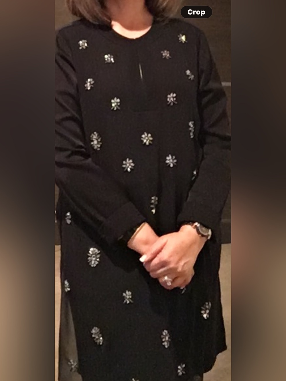 BCBGMaxAzria Black Long Sleeve Embellished Dress